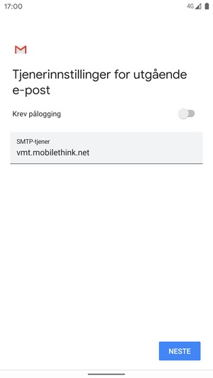 Slå av Krev pålogging og velg NESTE
