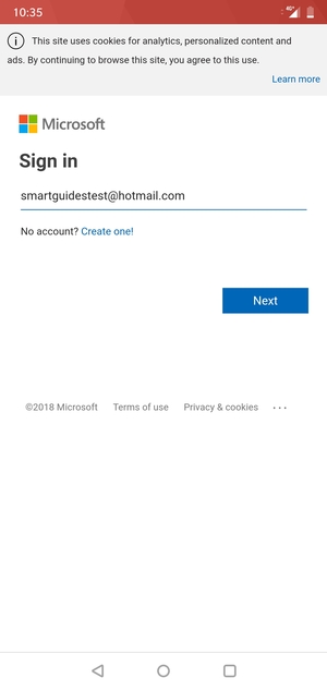 Enter your Email address and select Next
