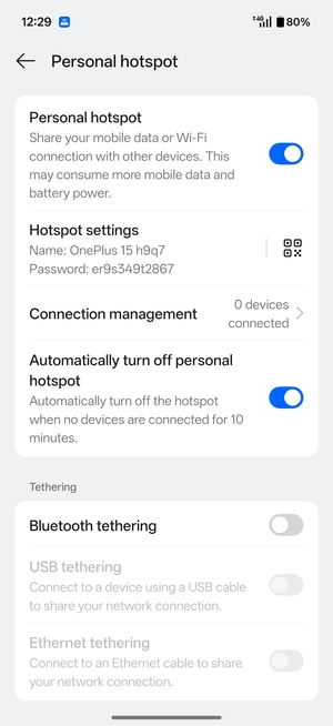 Your phone is now set up for use as a modem