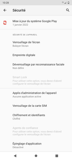 Faites défiler et sélectionnez Verrouillage de la carte SIM