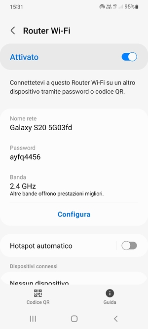 Il telefono è ora pronto per essere usato come modem