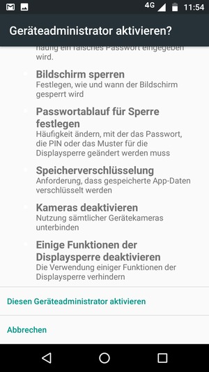 Scrollen Sie nach unten und wählen Sie Diesen Geräteadministrator aktivieren