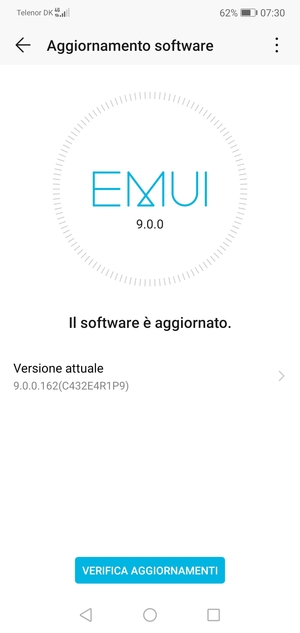 Se il tuo telefono è aggiornato, vedrai la seguente schermata