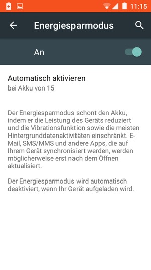 Schalten Sie Energiesparmodus ein