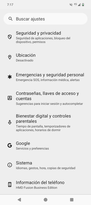 Desplácese y seleccione Sistema