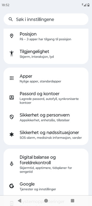 Bla til og velg Sikkerhet og personvern