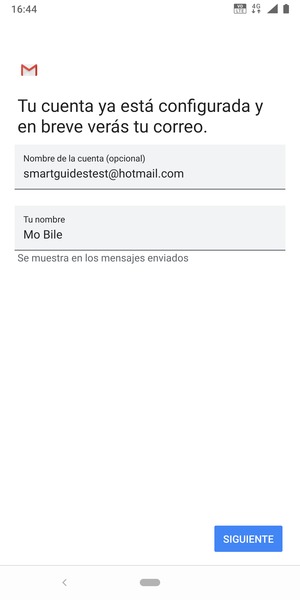 Déle a su cuenta un nombre y escriba su nombre. Seleccione SIGUIENTE