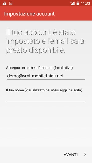 Scegli un nome per il tuo account e inserisci il tuo nome. Seleziona AVANTI