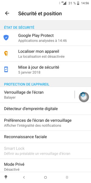 Sélectionnez Verrouillage de l'écran