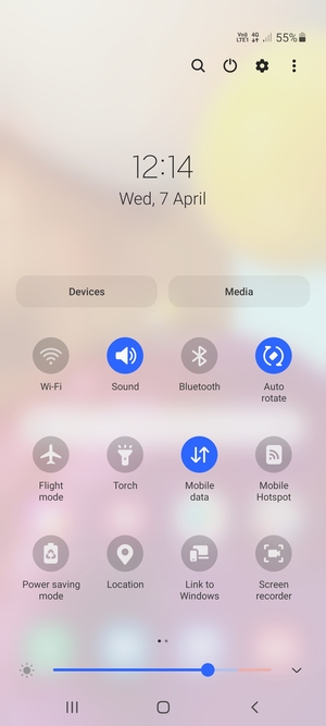 Select the v button