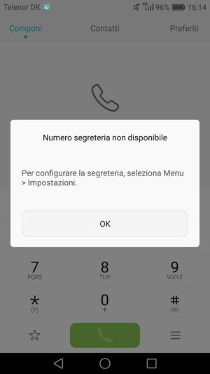 Se la segreteria telefonica non è configurata, seleziona OK