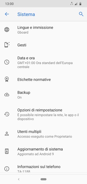 Seleziona Aggiornamento di sistema