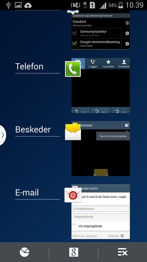 Vælg Slet-ikonet for at lukke alle åbne apps