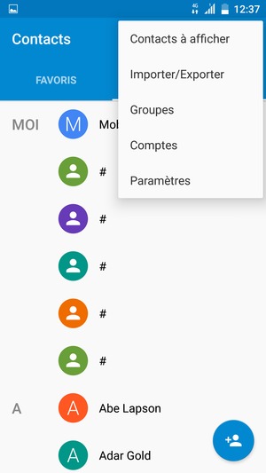 Sélectionnez Importer/Exporter