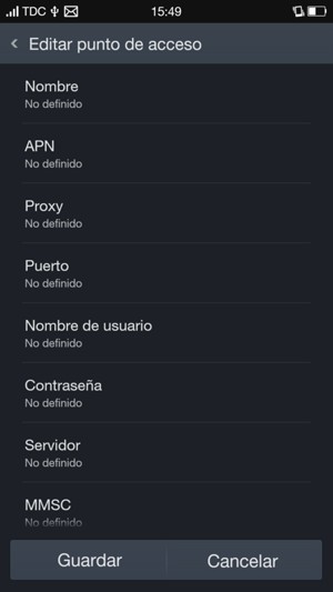 Introduzca la información de MMS