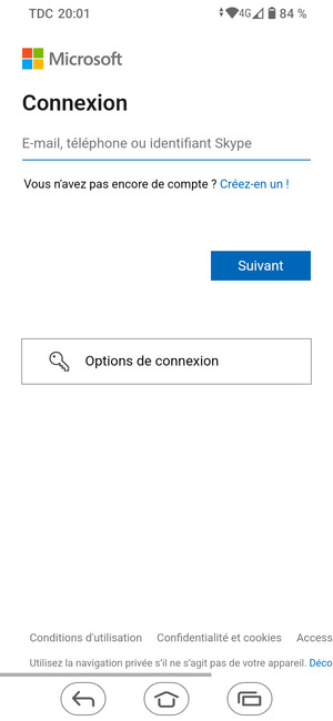 Saisissez votre adresse e-mail et sélectionnez Suivant