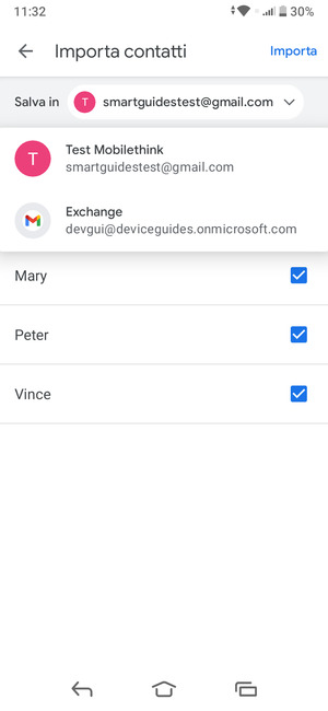 Seleziona il tuo account  Google