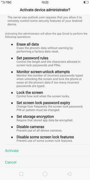 Scroll to and select Activate
