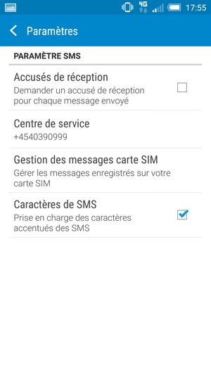 Sélectionnez Centre de service