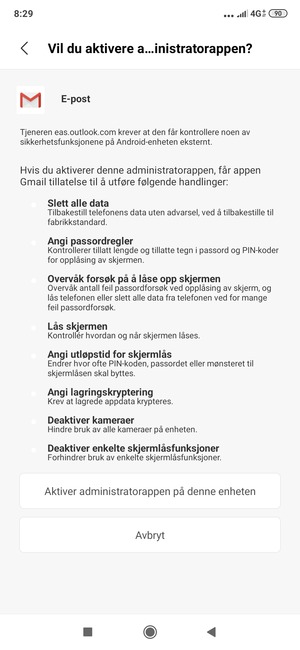 Velg Aktiver administratorappen på denne enheten