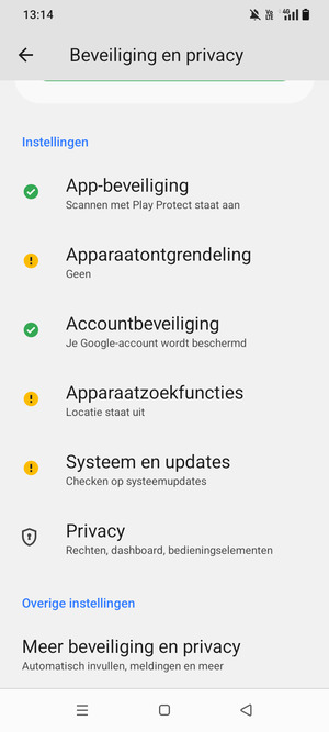 Scroll naar en selecteer Meer beveiliging en privacy