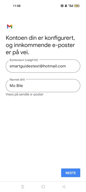 Gi kontoen din et navn, og skriv inn navnet ditt. Velg NESTE