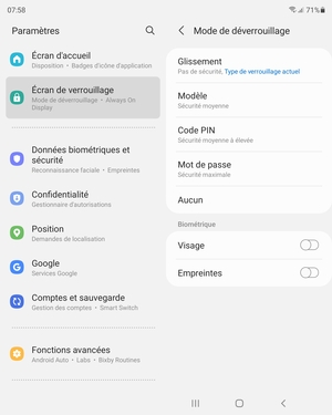 Sélectionnez Modèle