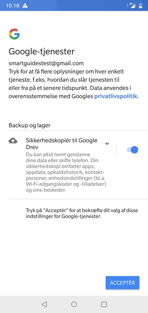 Vælg ACCEPTÉR