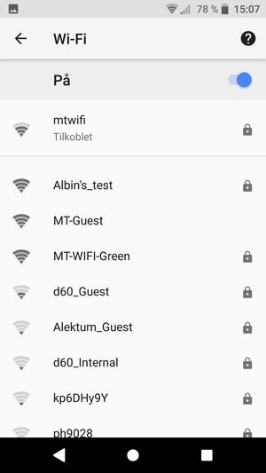 Du er nå koblet til Wi-Fi-nettverket