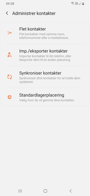 Vælg Imp./eksporter kontakter
