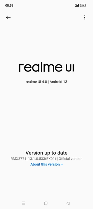 If your phone is up to date, you will see the following screen