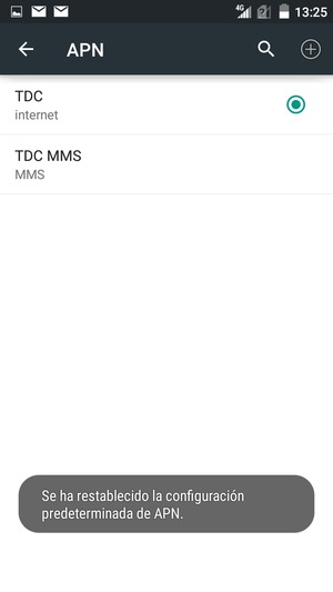 El teléfono se reiniciará con la configuración predeterminada de Internet y MMS