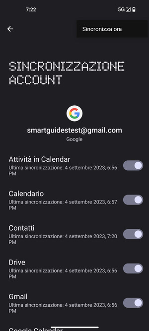 Seleziona Sincronizza ora