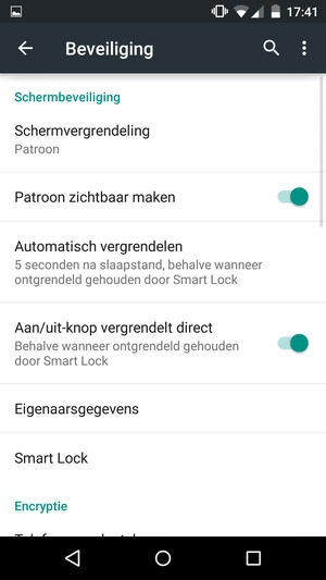 Om uw schermvergrendeling te activeren, ga naar het Beveiliging-menu en selecteer Schermvergrendeling