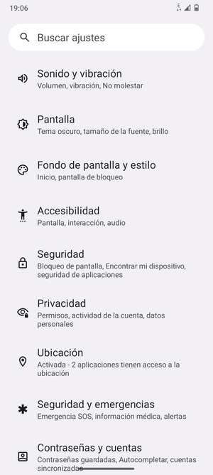 Desplácese y seleccione Seguridad