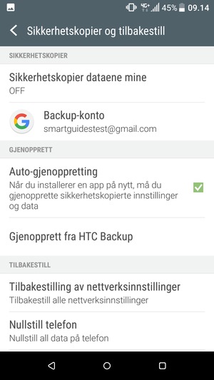 Velg Sikkerhetskopier dataene mine