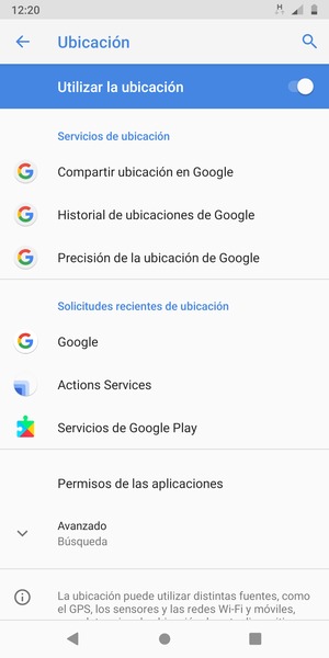 Desactive Ubicación