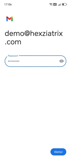 Geben Sie Ihre Passwort ein und wählen Sie Weiter