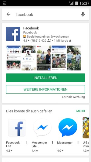 Wählen Sie die App