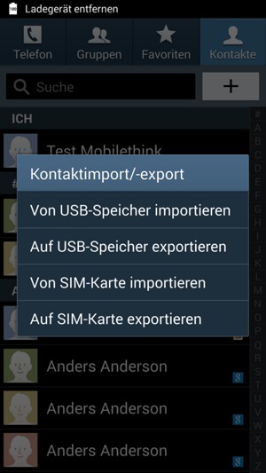 Wählen Sie Von SIM-Karte importieren