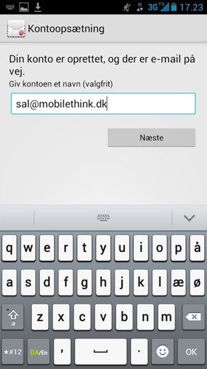Giv din konto et navn og vælg Næste