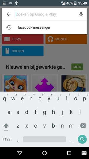 Voer de app-naam in en selecteer Zoek