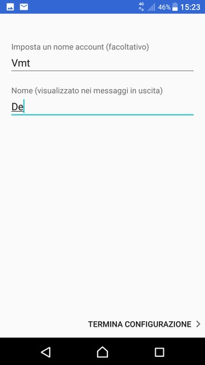 Scegli un nome per il tuo account e inserisci il tuo nome. Seleziona TERMINA CONFIGURAZIONE