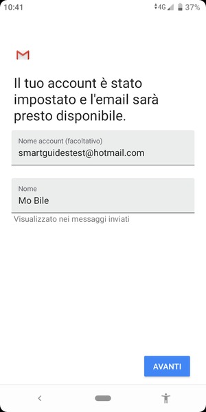 Scegli un nome per il tuo account e inserisci il tuo nome. Seleziona AVANTI