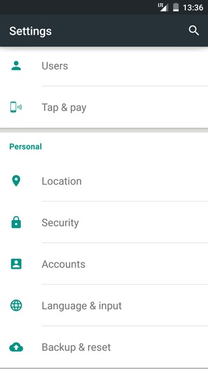 Scroll to and select Security