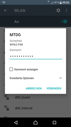 Geben Sie das WLAN-Passwort ein und wählen Sie VERBINDEN