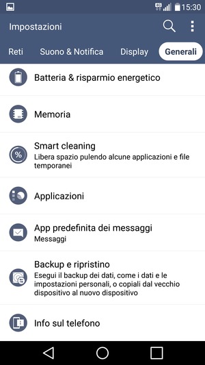 Scorri e seleziona Info sul telefono