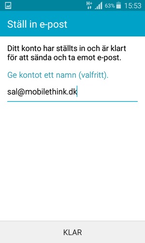 Ge ditt konto ett namn och välj KLAR