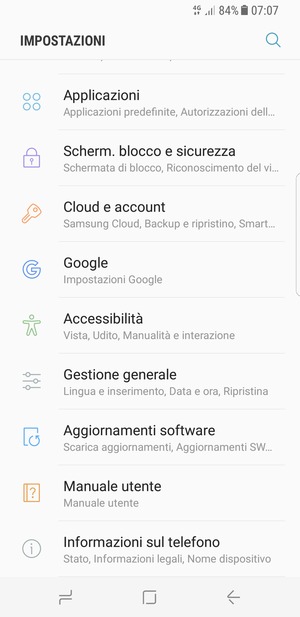Scorri e seleziona Aggiornamenti software
