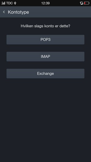 Vælg POP3 eller IMAP